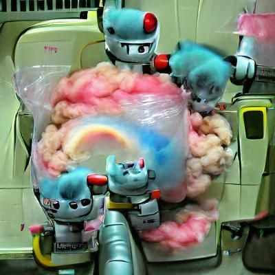 Rainbow Cotton Candy with Robot Kittens