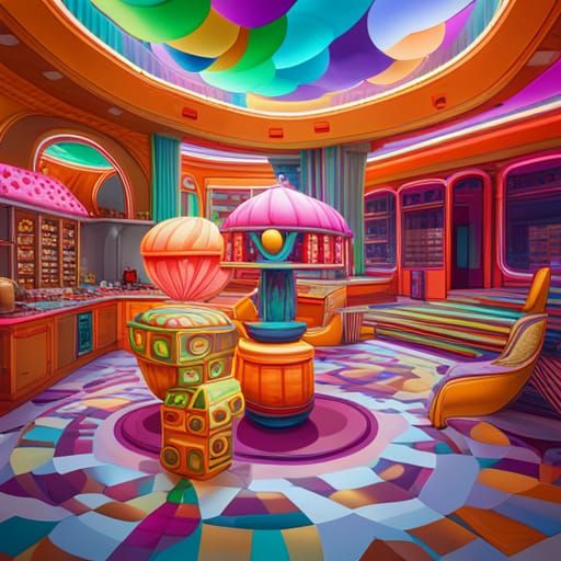Hyperrealistic Candyland Digital Illustration in Candy Art S...