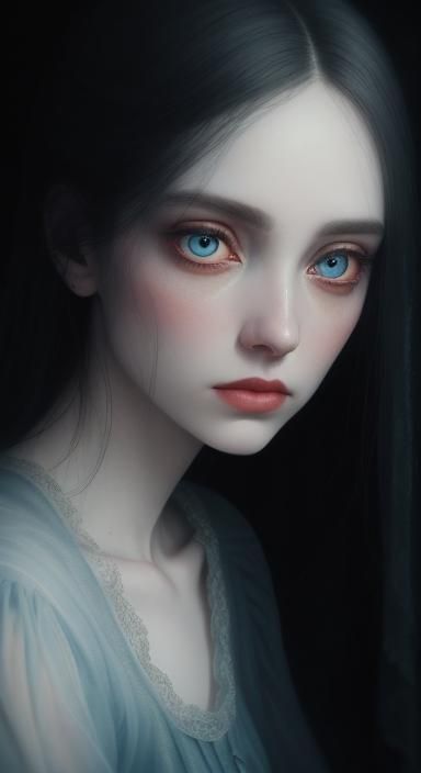 Ethereal Portrait of a Young Woman in Dim Light