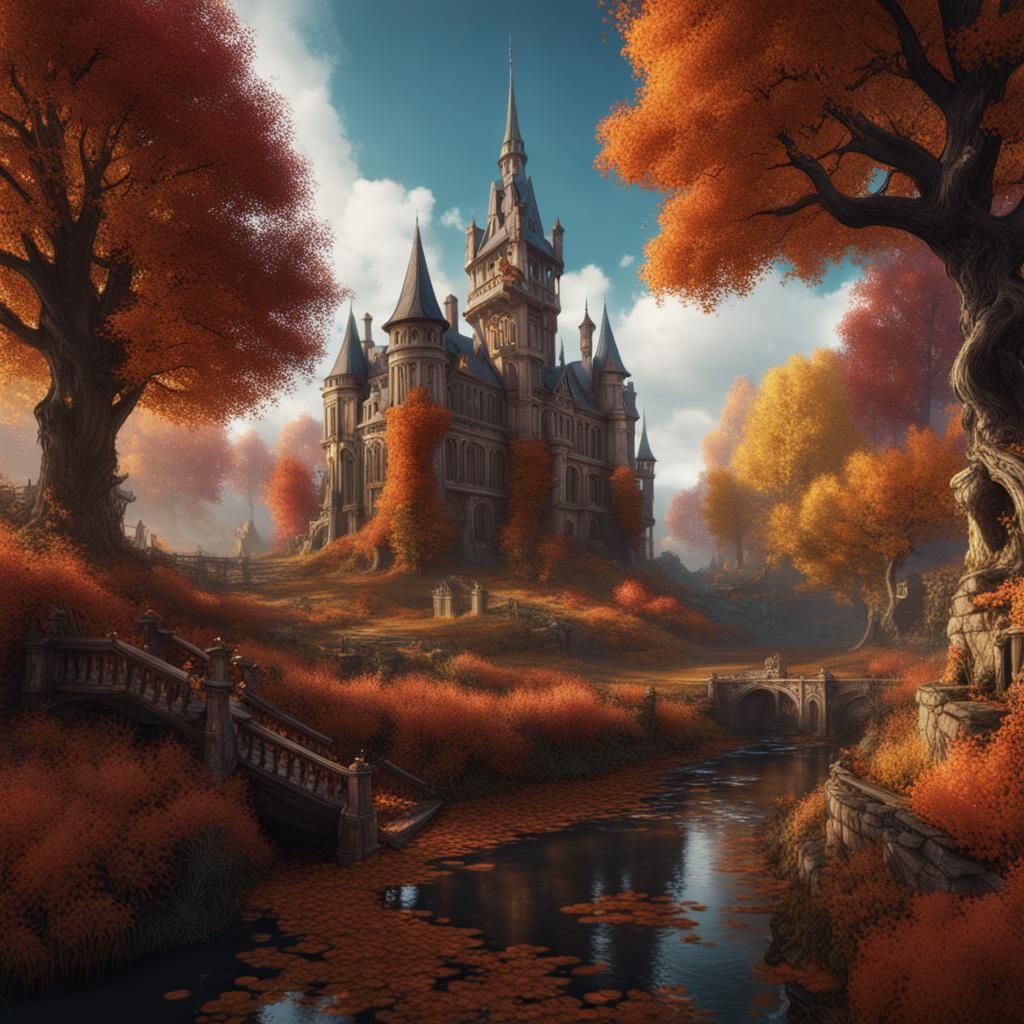Autumnal Old Woman: Detailed Matte Painting