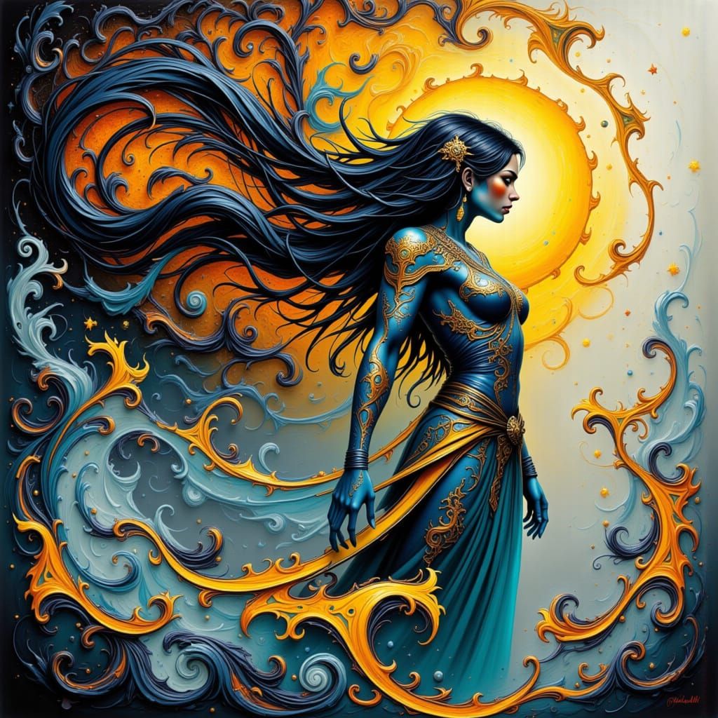 Futuristic Digital Art of a Kinetic Warrior in Turquoise