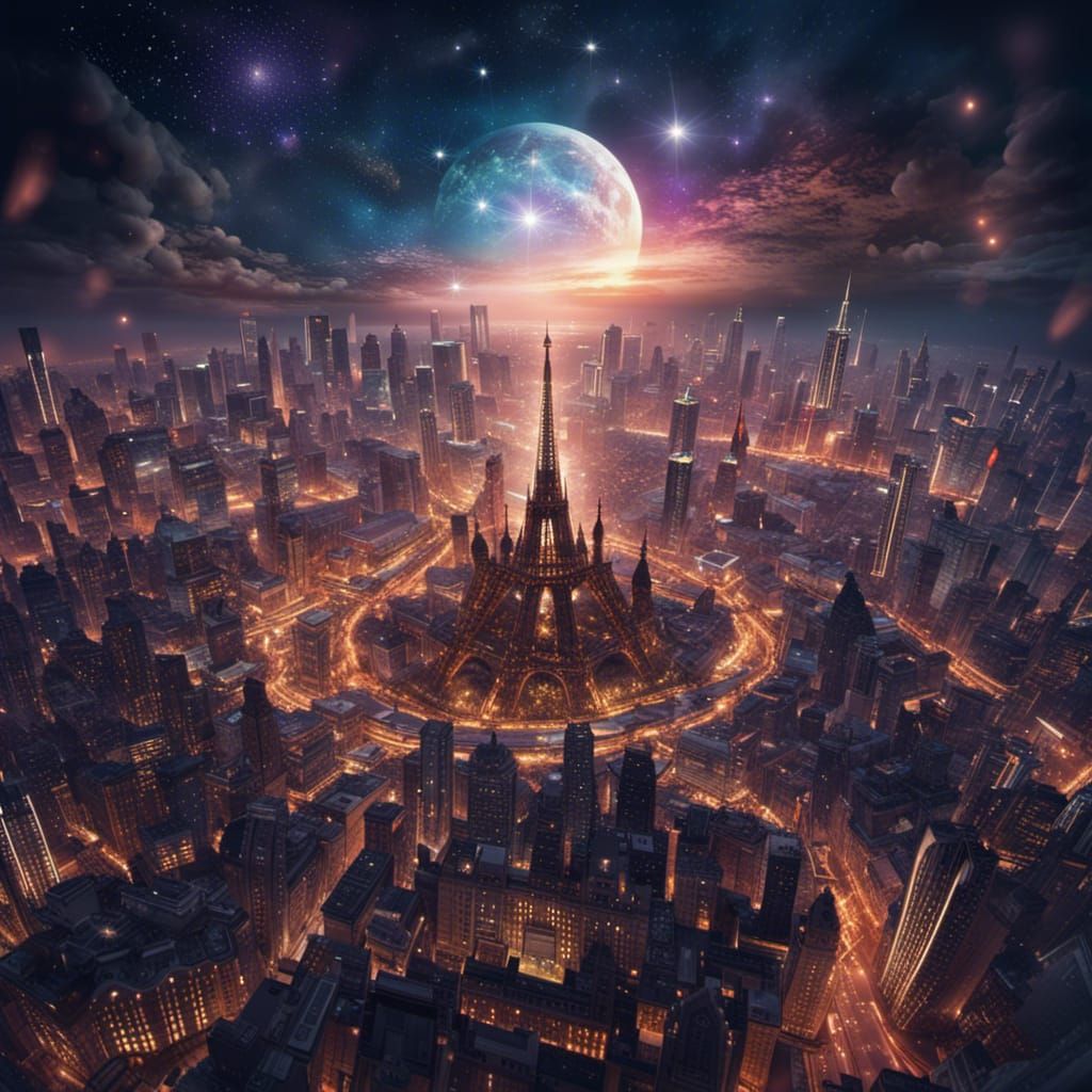 Floating City of Lights: Fantasy Concept Art