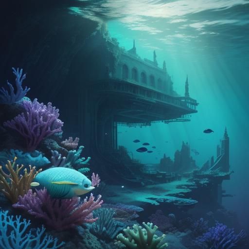 Underwater Atlantis in Soft Focus Digital Art