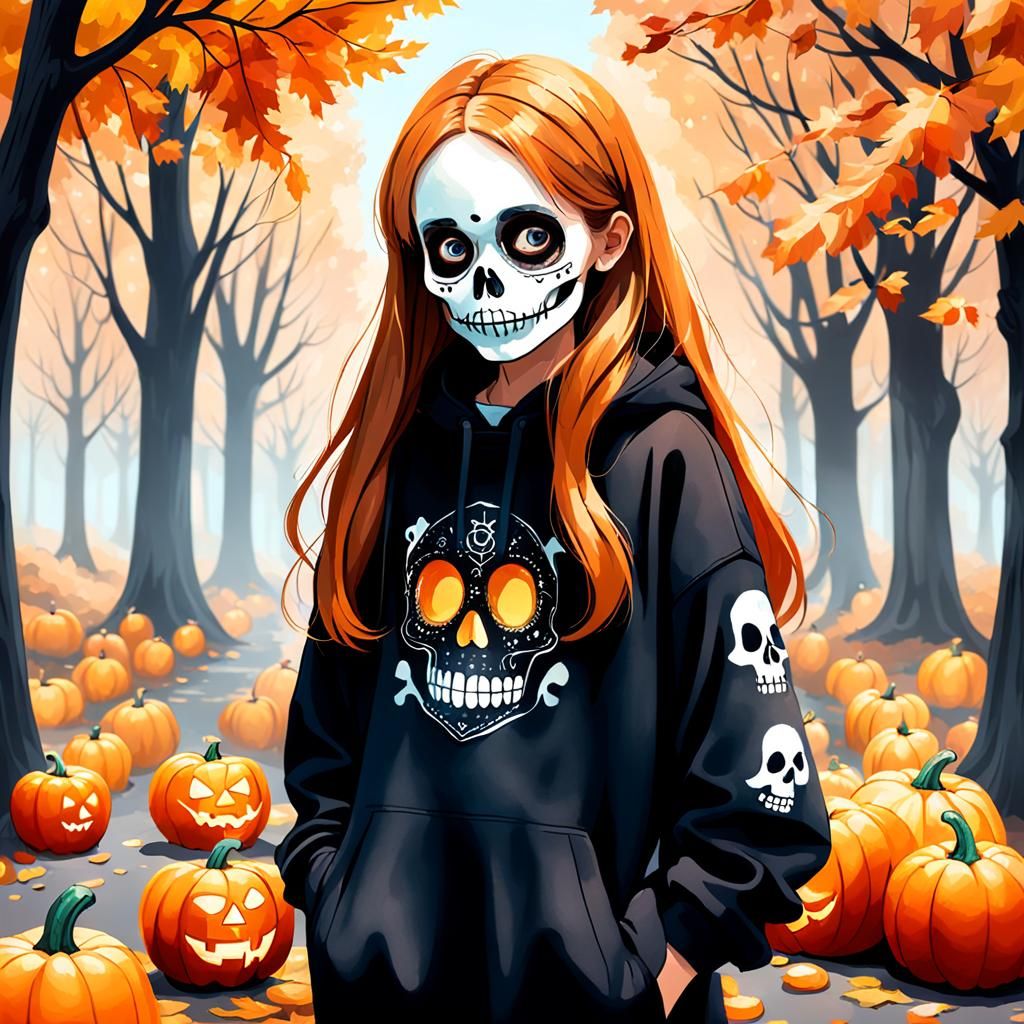 Autumn Girl in Halloween Dreamscape