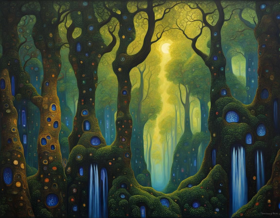 Mystic Rainforest in Klimt Style