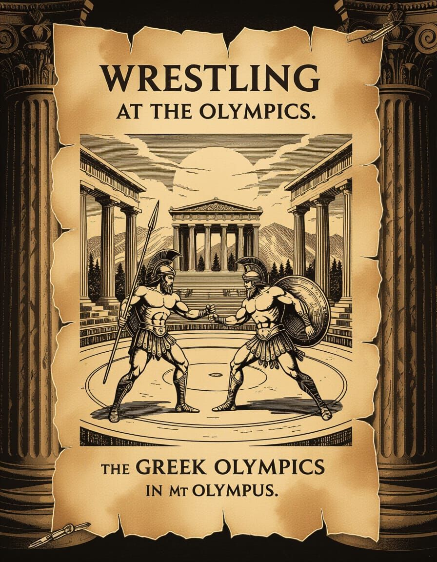 Epic Greek Olympic Wrestling Poster