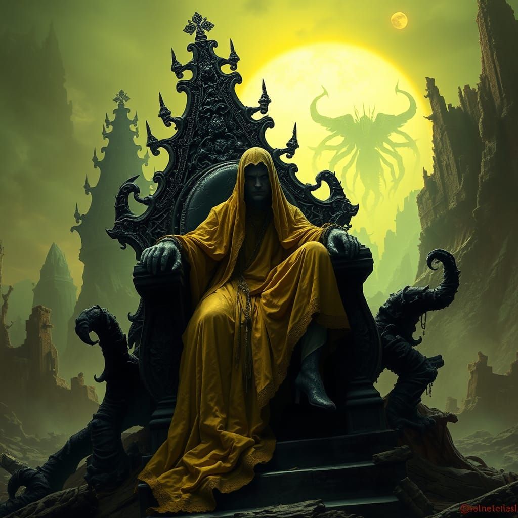 King in Yellow on Cyclopean Throne in Carcosa