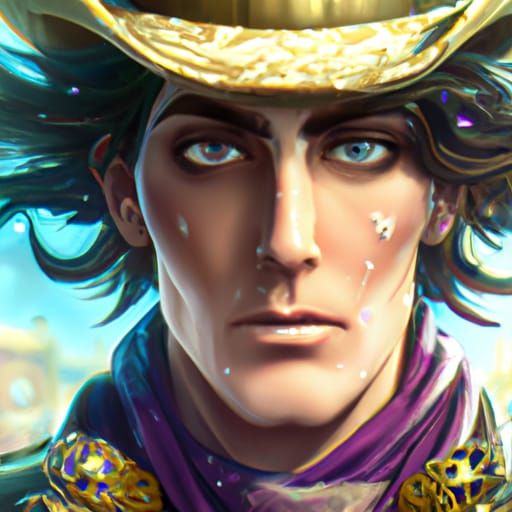 Detailed Portrait of Johnny Joestar in Art Nouveau Style