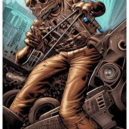 Horrifying Bone Wrench in Comic Book Style