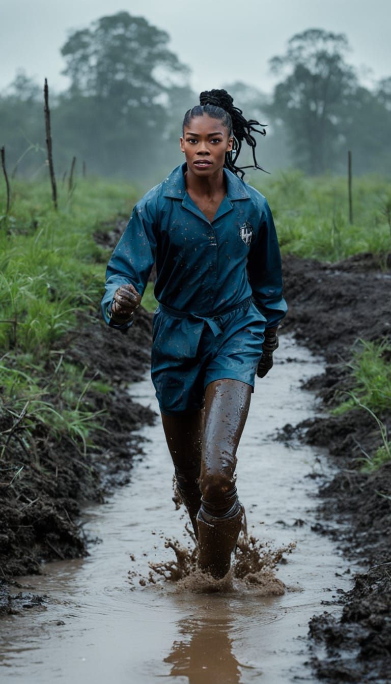WWE Superstar in Muddy Landscape, Shot in Cinematic Style