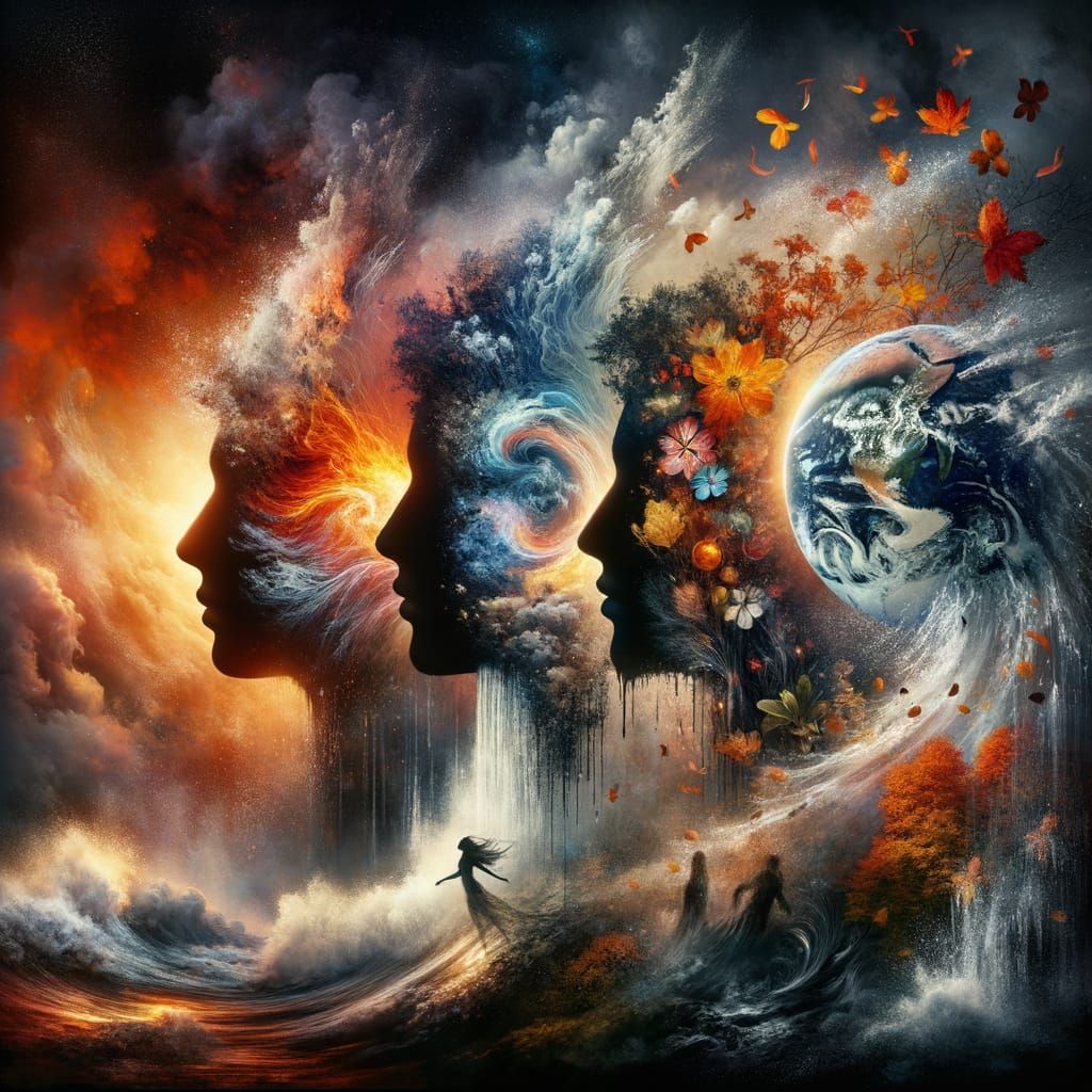 Elemental Silhouettes in Surreal Digital Art