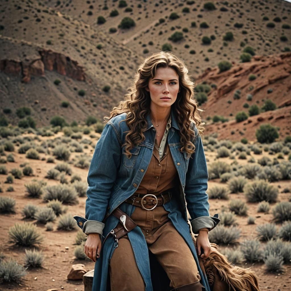 Old West Woman in Cinematic Film Still