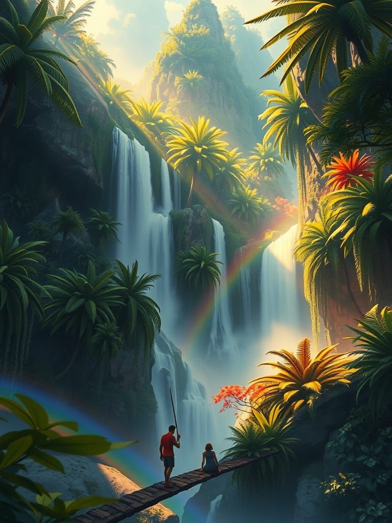 Waterfalls in a tropical forest