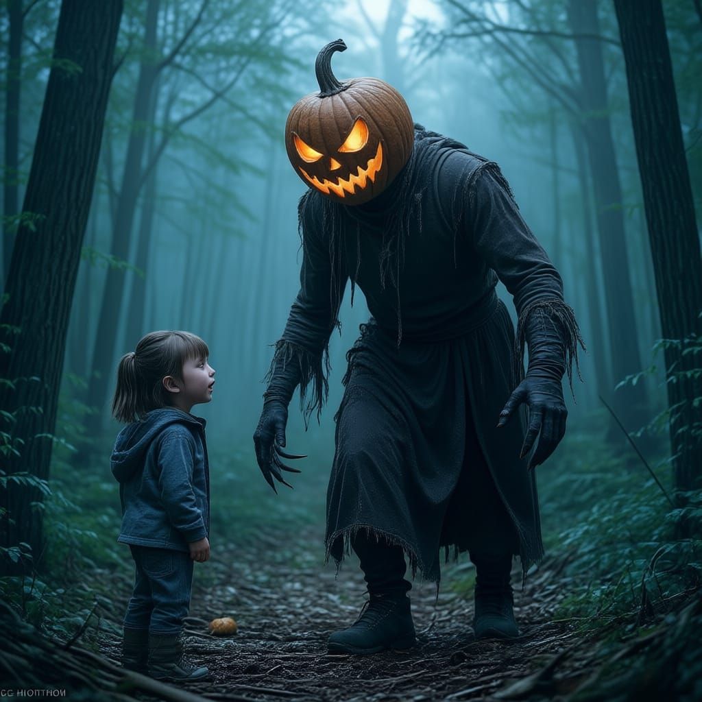 Haunted Halloween Woods: Pumpkin Man Stalks Children
