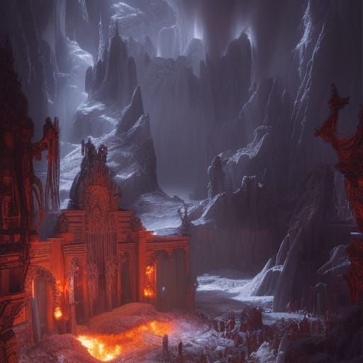 Epic Ice Demon in a Digital Matte Painting
