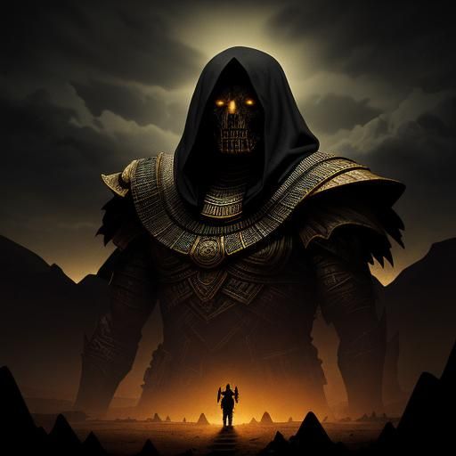 Ancient Mummy Awakening in Dark Desert Tomb