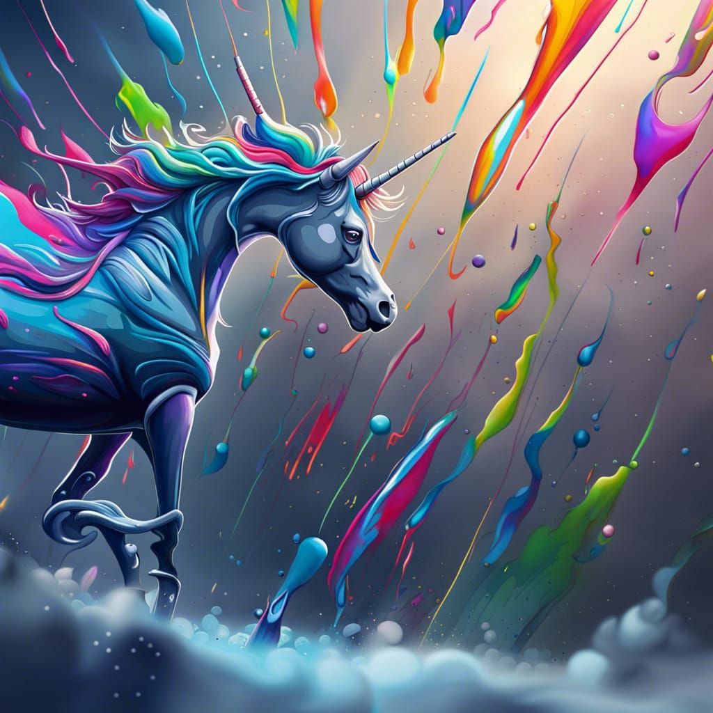 Rainbow Unicorn Graffiti Art in Street Art Style