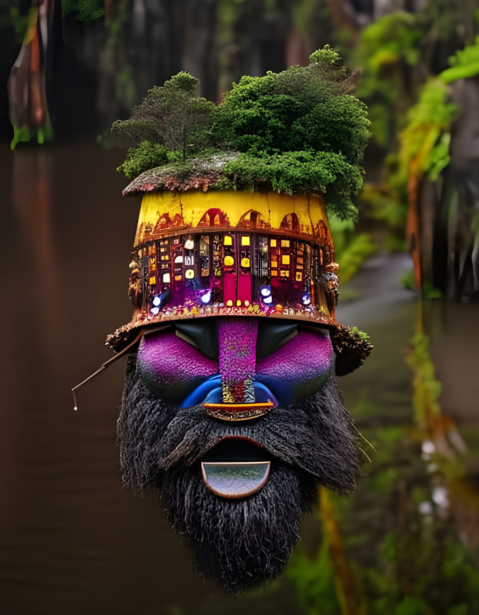 Menacing Giant Troll in Stormy Jungle Landscape