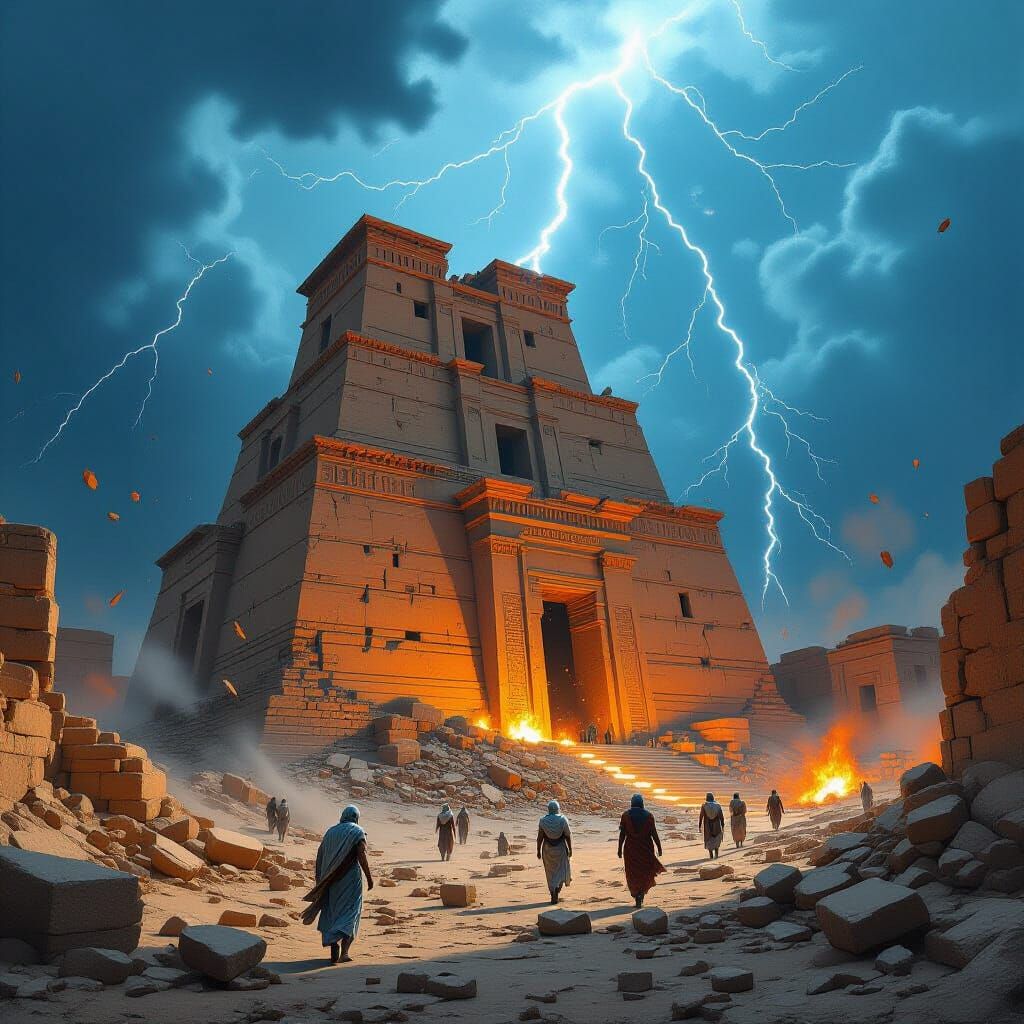 Tower of Babel Collapsing in Stormy Chaos