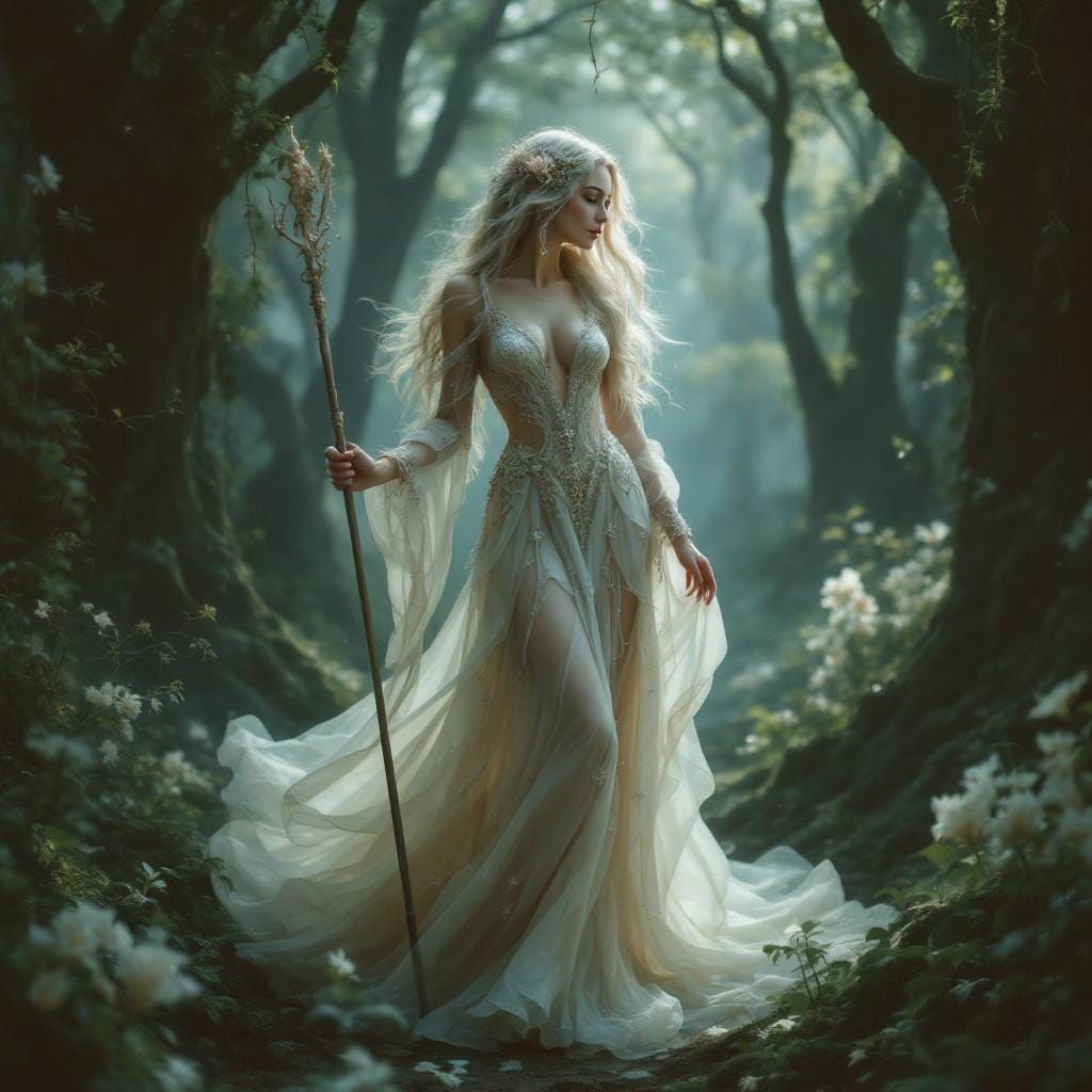 Mystical Forest Scene in Fantasy Art Style