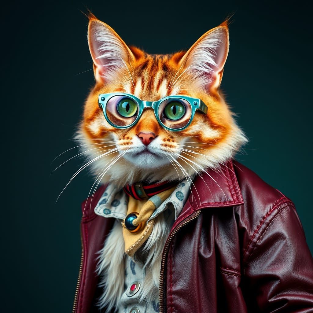 Cat in 80s GenX Fashion