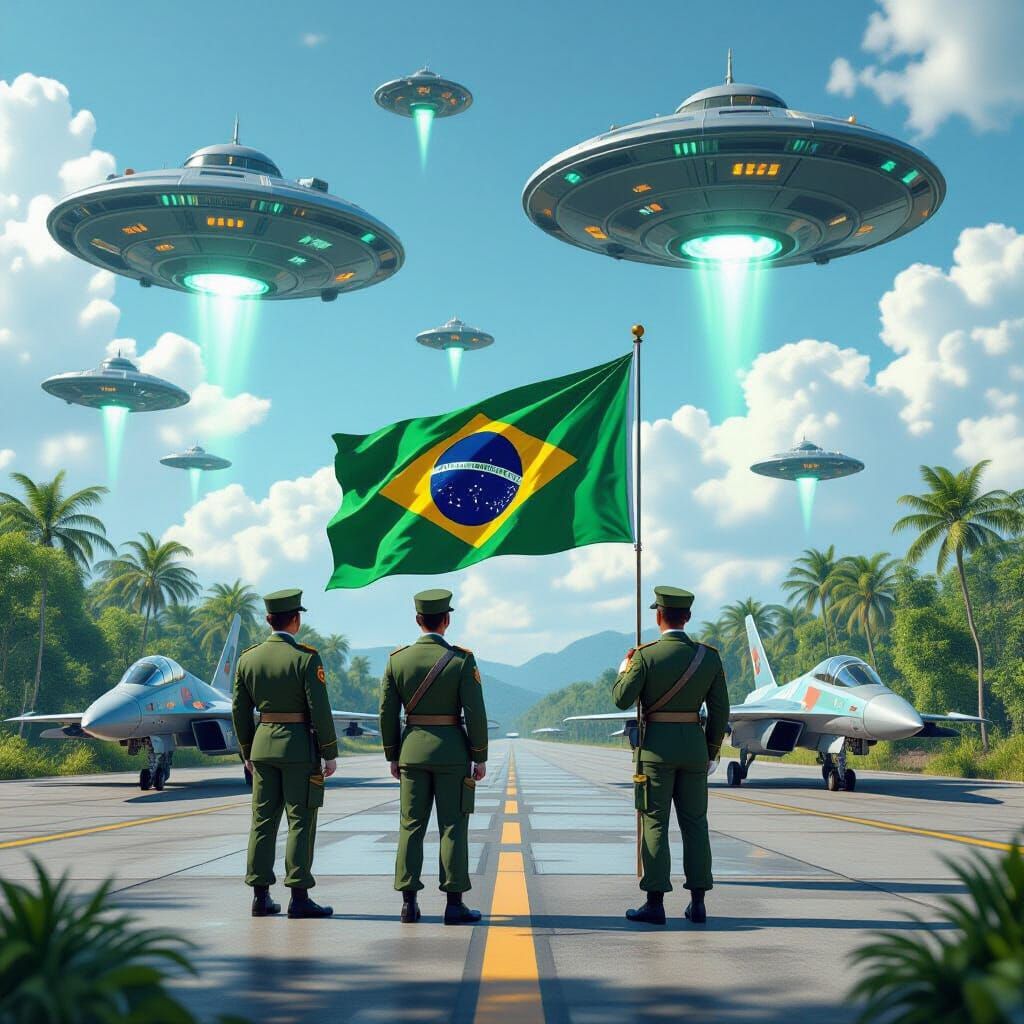 Brazilian Military Base Visited by Aliens: Anime 3D Art