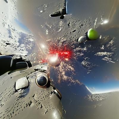 Epic Space Battle Scene in Realistic Style