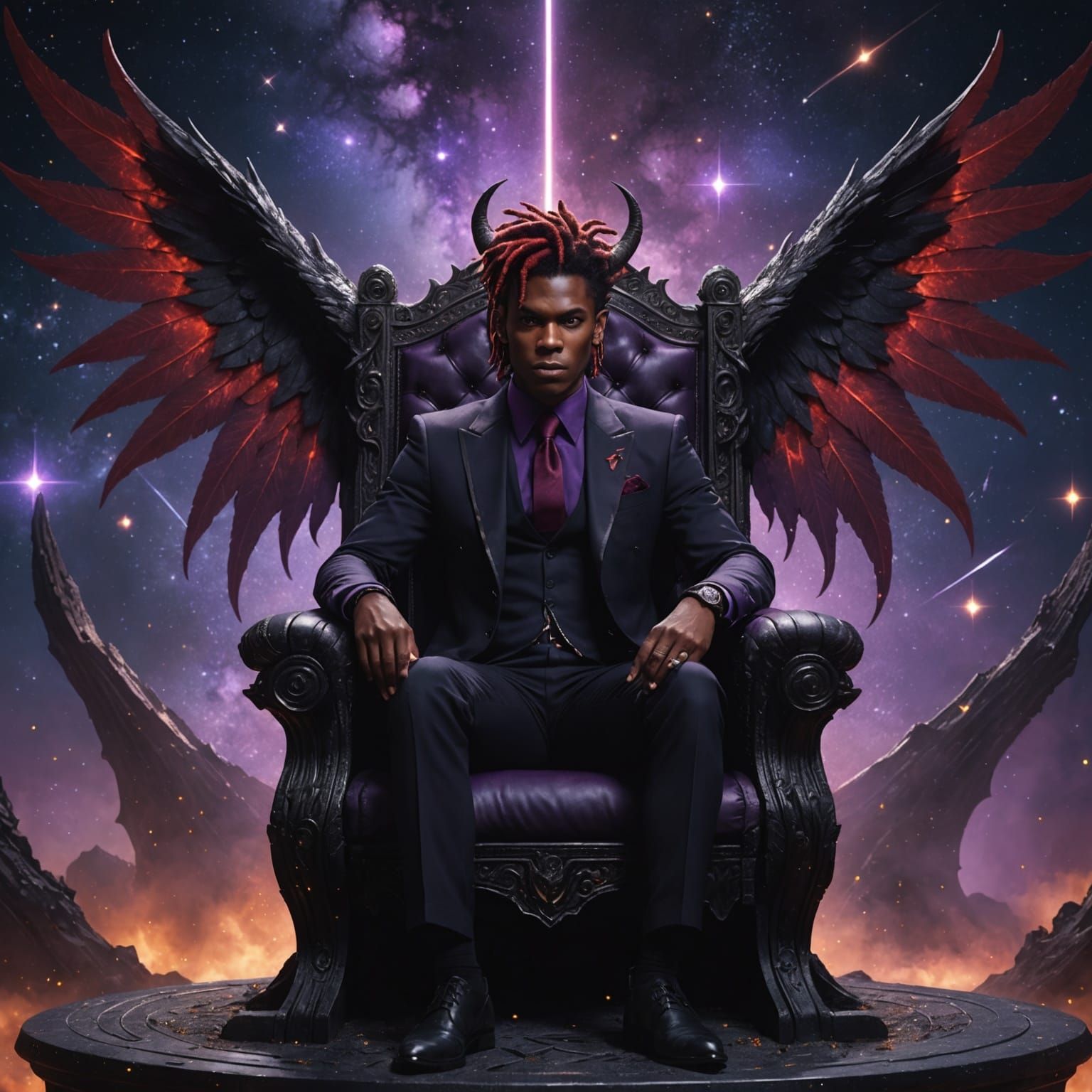 Demon King on Galaxy Throne: Fantasy Concept Art