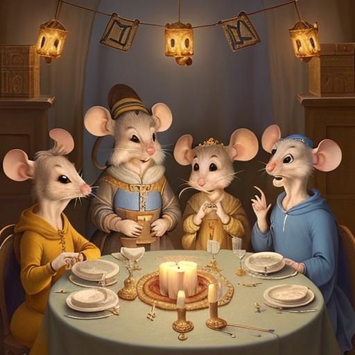 Mice Celebrate Hanukkah in Animated Renaissance Style