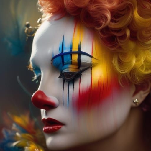 Crying Clown in Chiaroscuro Style