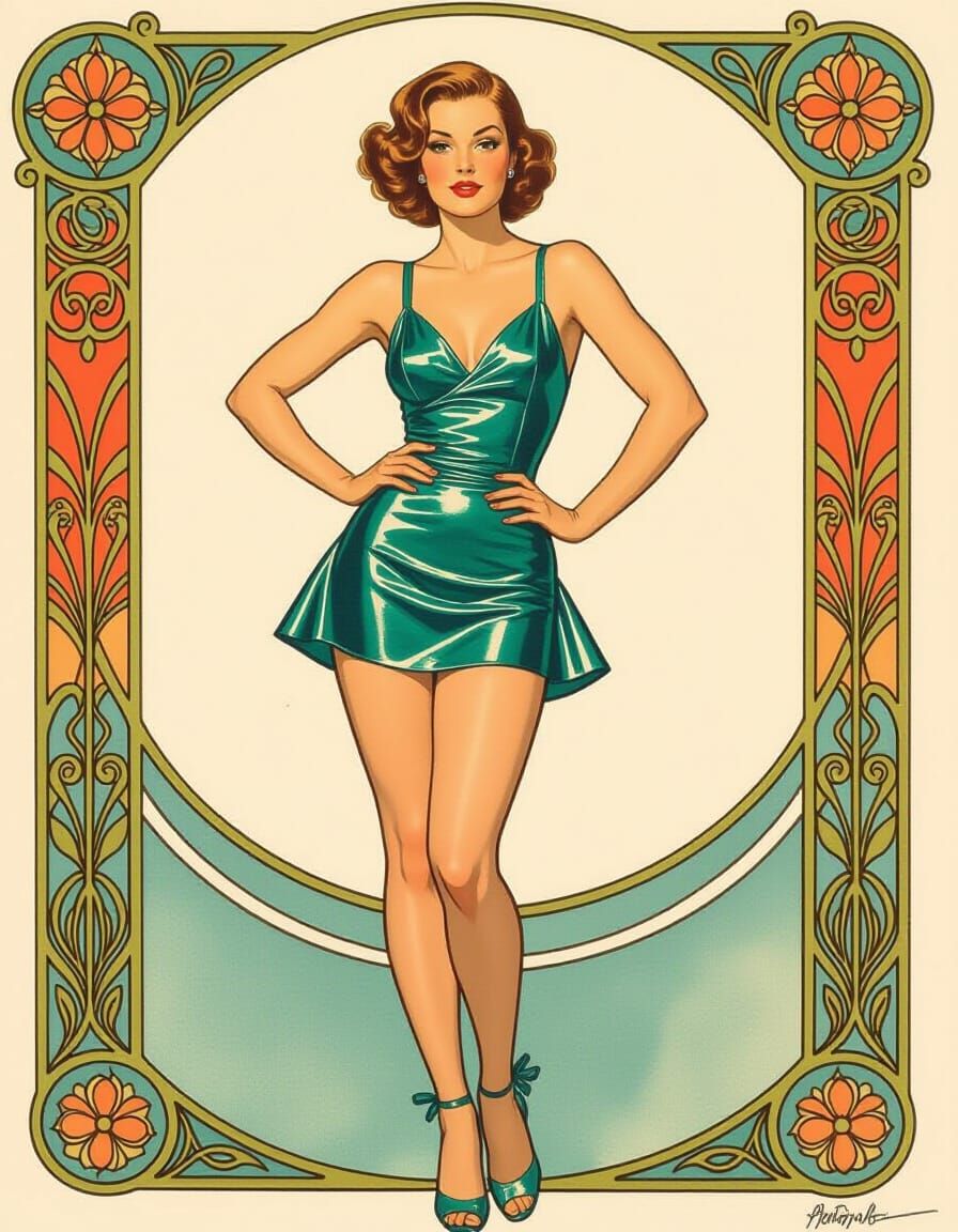 Swedish Pin-Up in Art Nouveau Style