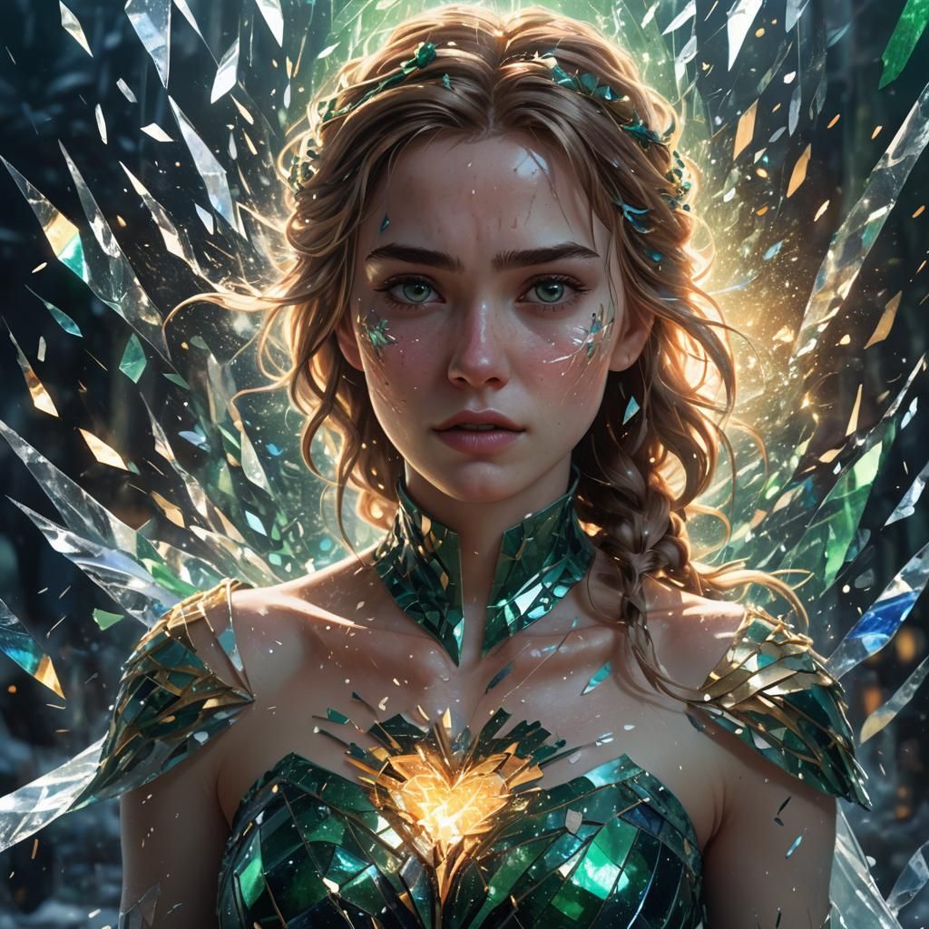 Frozen Woman with Shattered Heart: Fantasy Concept Art