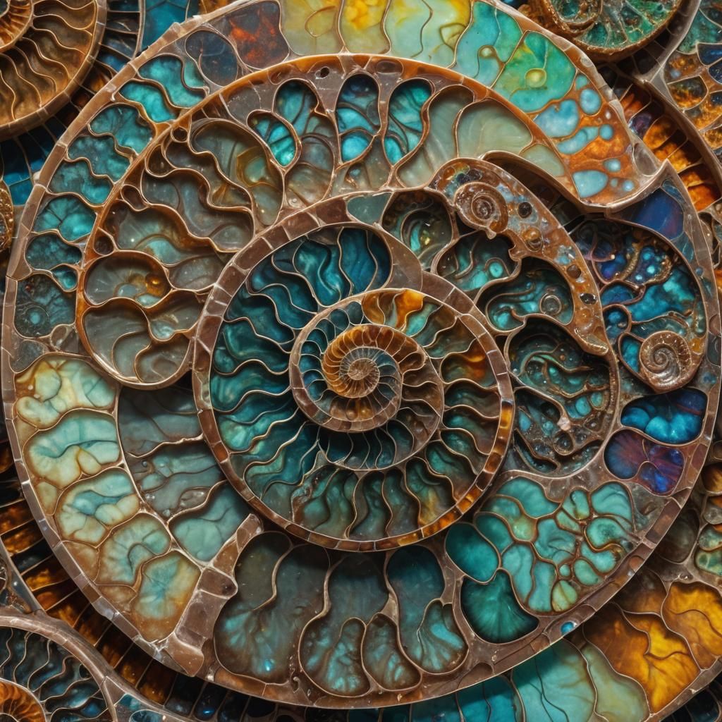 Polished Ammonite Fossil with Fractal Geometry