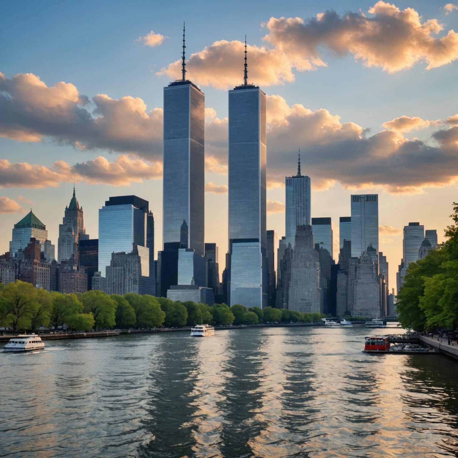 Picturesque View of the Twin Towers, New York