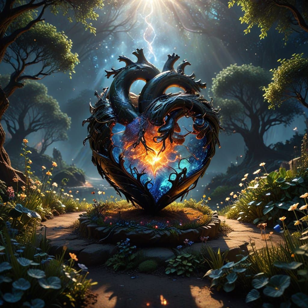 Nebula Heart: Hyperrealistic Celestial Energy