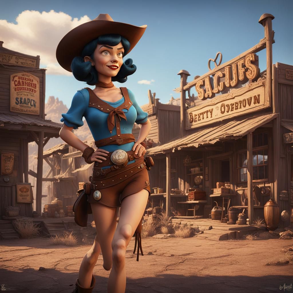 Betty Rubble as Cowgirl in Wild West