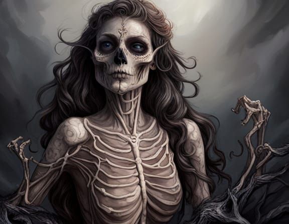 Sinister Elf Banshee Demon in Decayed Skeleton Form