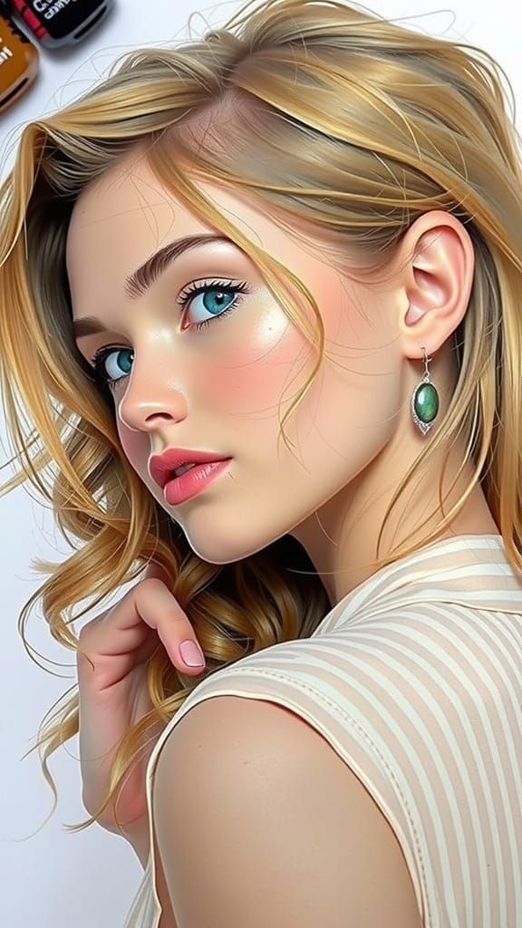 Stunning Blonde Girl Portrait in Professional Style