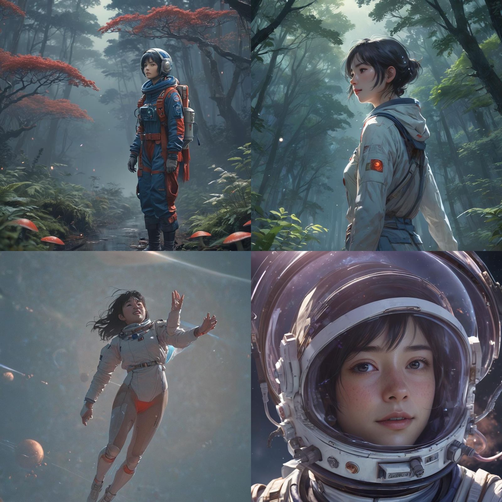 Cosmonaut Vampire Woman in Anime Style