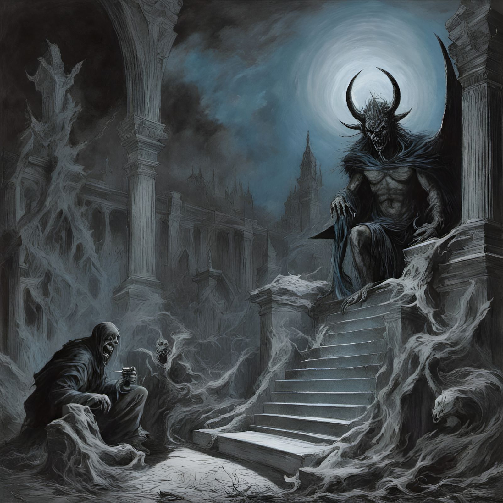 Demonic Book Cover Art in Black Metal Style