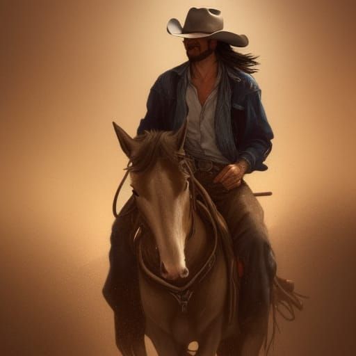 Dramatic Cowboy Portrait in Triadic Colors