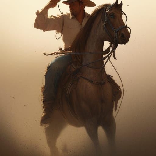 Cowboy Rides Alone: Hyperdetailed Digital Art