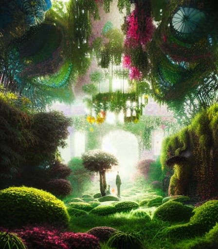 Intricate City in a Cozy Botanical Garden