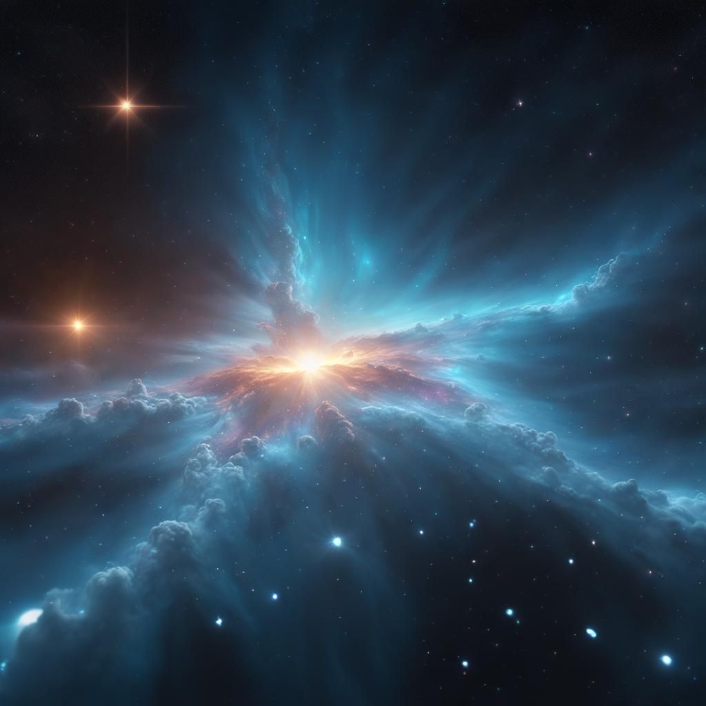 Detailed Nebula with Bioluminescent Starlight in Space