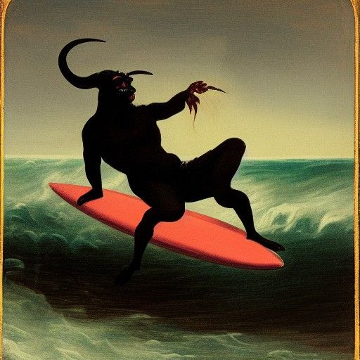 Devil Surfing in the Style of Goya