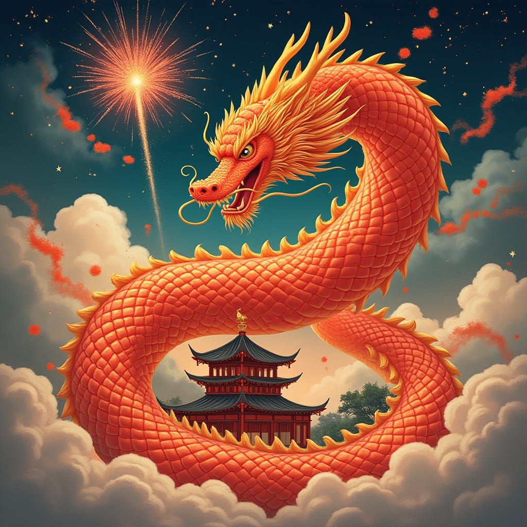 Majestic Chinese Dragon Celebrates Happy Chinese New Year 20...