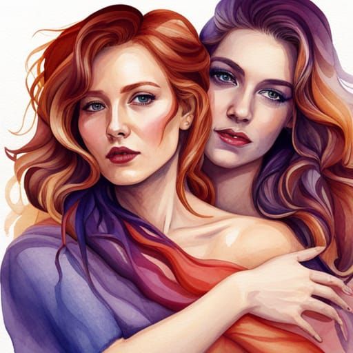 Watercolor Splash Art: Romantic Embrace