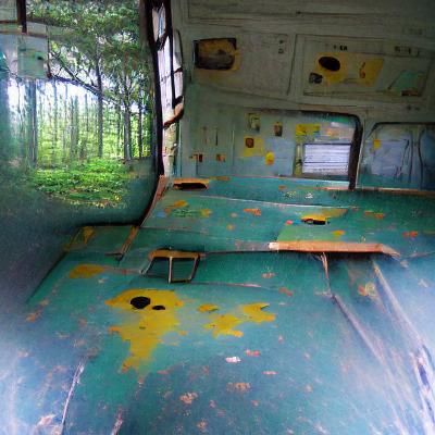 Abandoned School Bus in Overgrown Forest
