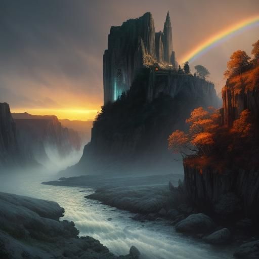 Wizard Waterfall Beard in Dramatic River Landscape