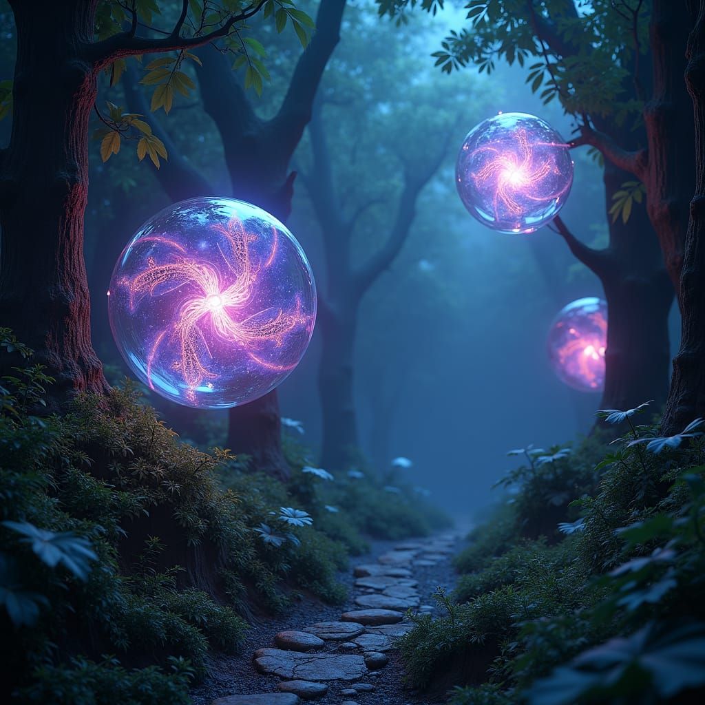 Ethereal Orbs in a Mystical Dreamscape